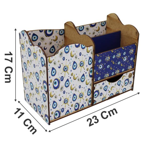 Porta Treco Organizador Olho Grego Com Gaveta   Mdf 