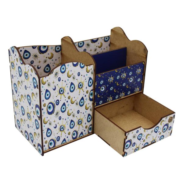 Porta Treco Organizador Olho Grego Com Gaveta   Mdf 