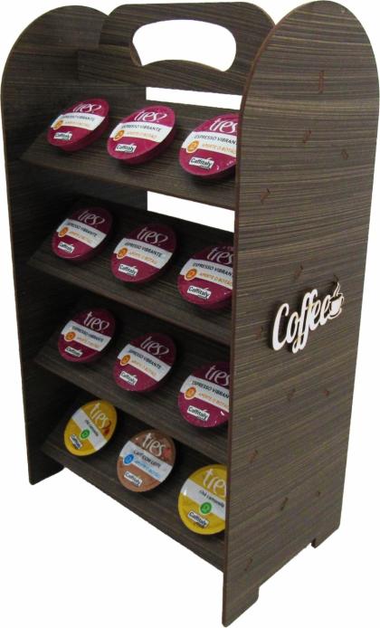 Prateleira Porta Cápsulas Coffee Capacidade 24 Cápsulas Três Coração Mdf