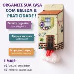 Puxa Saco de Parede Porta Sacolas Organizador Cozinha Casinha em MDF Decorativo