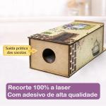 Puxa Saco de Parede Porta Sacolas Organizador Cozinha Casinha em MDF Decorativo