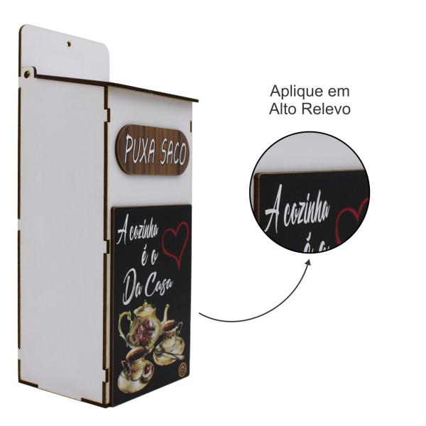 Puxa Saco Decorado A Cozinha é o Coração Mdf