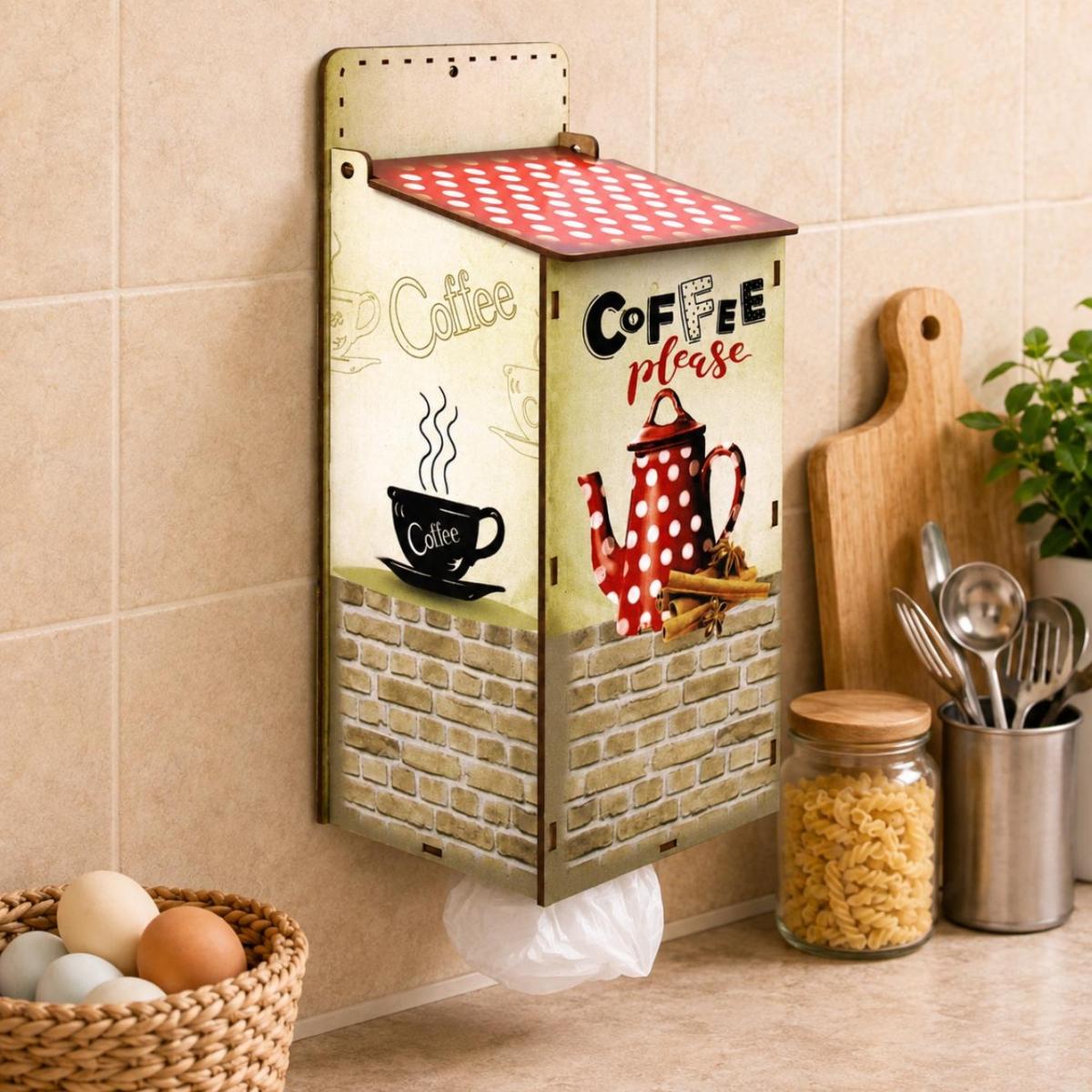 Puxa Saco Decorado Coffee Mdf