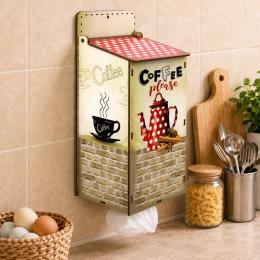 Puxa-saco decorado coffee mdf 12x10x27 cm