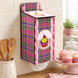 Puxa-saco decorado cupcake mdf 12x10x27 cm