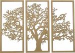 Trio de Quadros Composto Recorte Arvore Da Vida Mdf