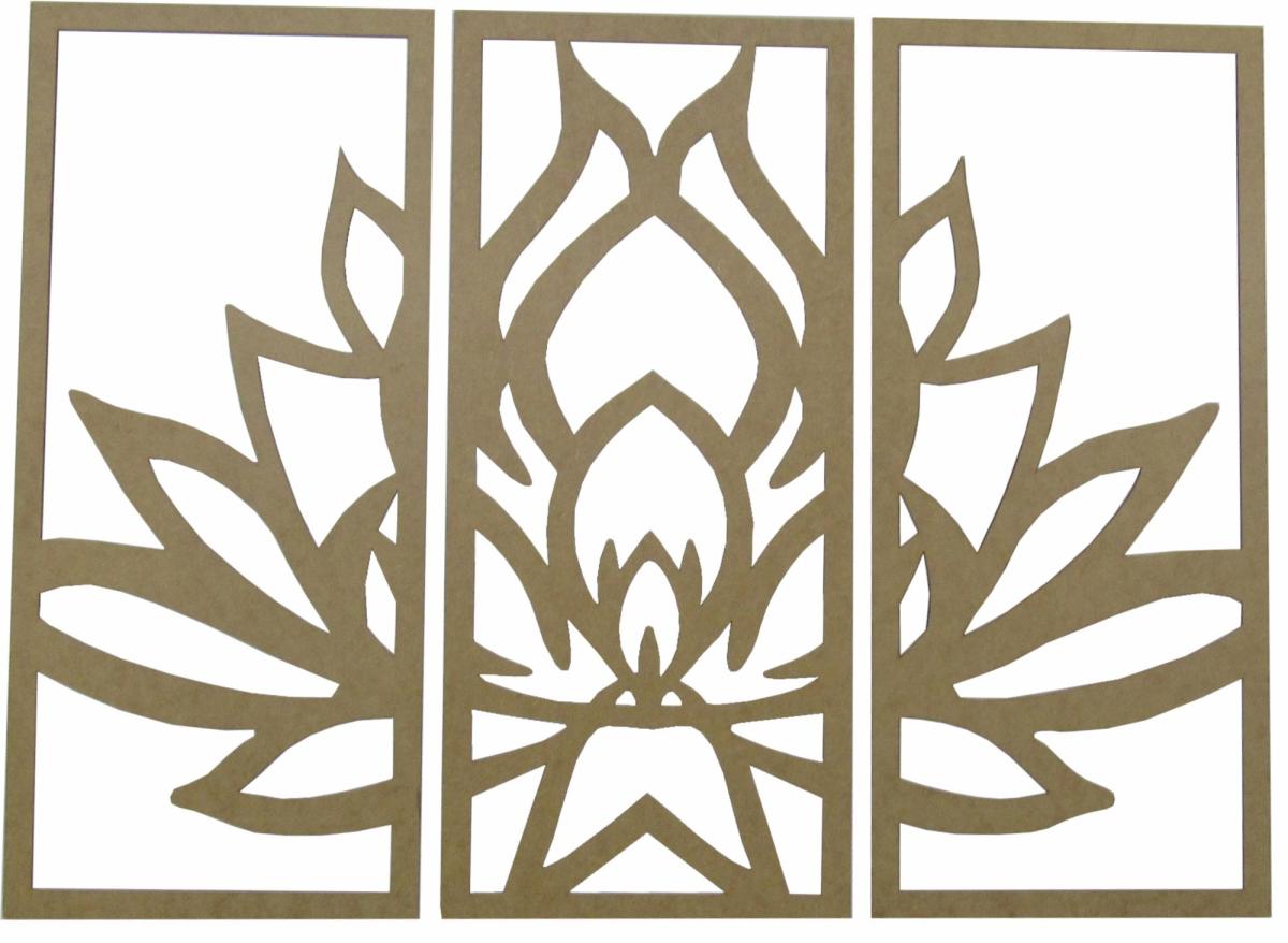 Quadro Composto Recorte Placa Decoração Flor de Lotus  Mdf