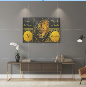 Quadro Leão Dourado Moldura