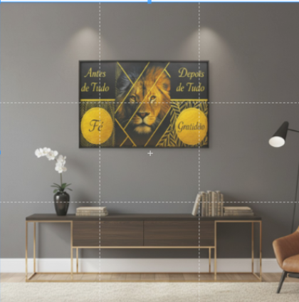 Quadro Leão Dourado Moldura