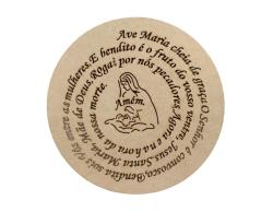 Quadro placa redonda oração ave maria 30cm mdf crú