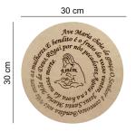 Quadro Placa Redonda Oração Ave Maria 30cm Mdf Crú