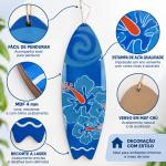 QUADRO PLACA PRANCHA FLOR AZUL MDF