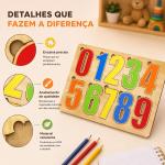 Quebra Cabeça Infantil Números 0 a 9 Brinquedo Educativo Pedagógico MDF de Encaixe Colorido