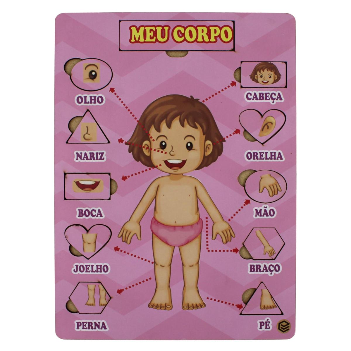 Quebra Cabeça Pedagógico Partes do Corpo Menina 21,5X29CM