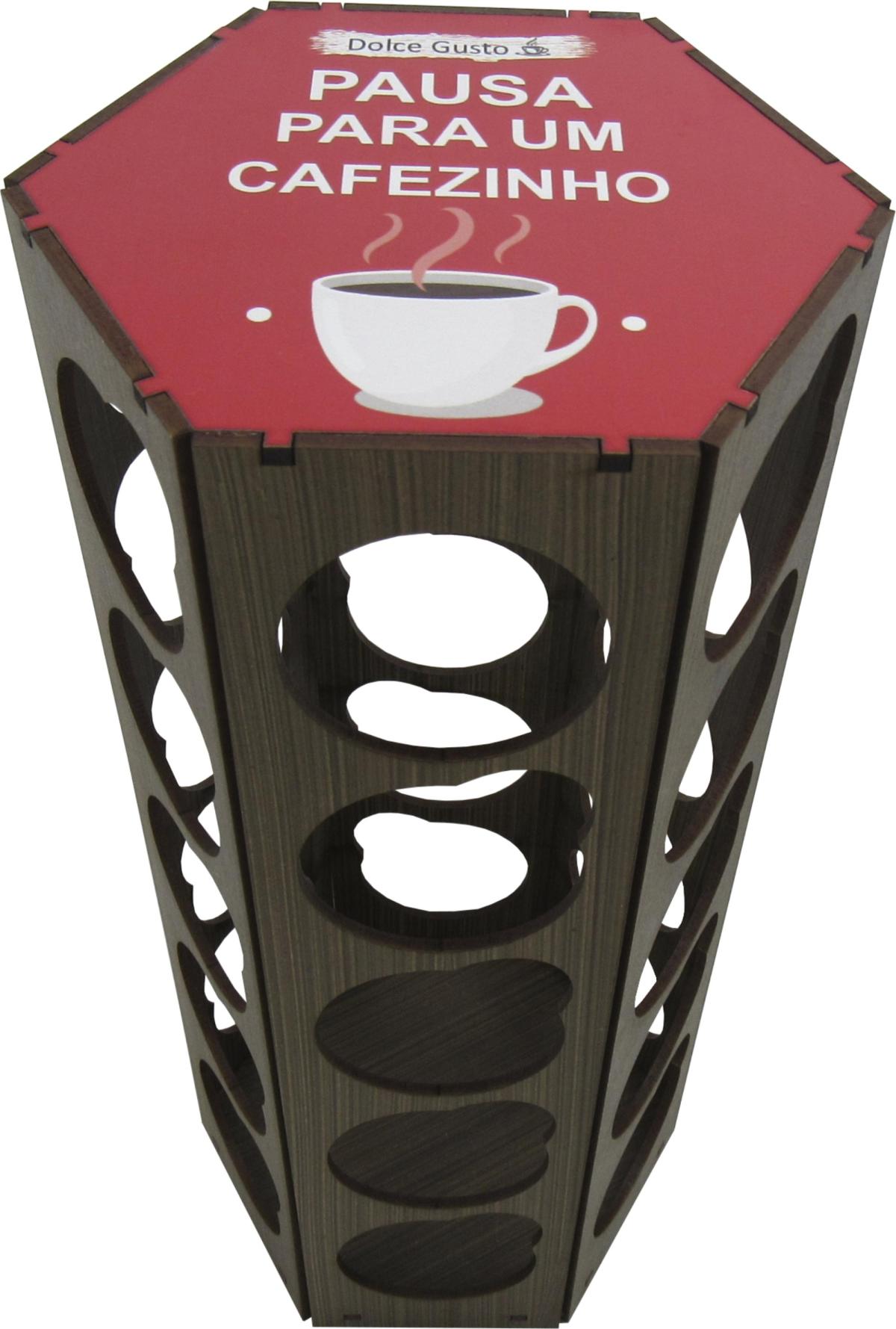 Torre Porta Cápsula Sextavado Dolce Gusto Pausa Para Um Cafezinho  Mdf