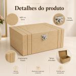 Trio de Frasqueira Baú Alta Organizador em MDF com Fecho e Dobradiça de Metal para Decoração
