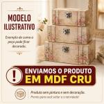 Trio de Frasqueira Baú Alta Organizador em MDF com Fecho e Dobradiça de Metal para Decoração