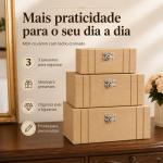 Trio de Frasqueira Baú Alta Organizador em MDF com Fecho e Dobradiça de Metal para Decoração