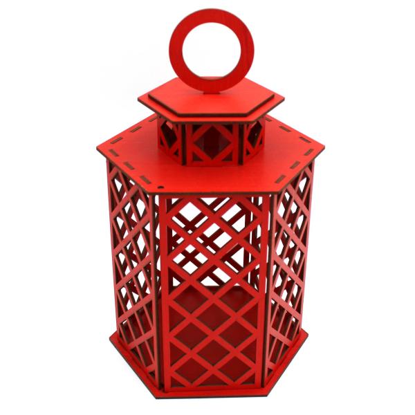 Trio de Lamparina Vermelha MDF para Casamento – Decoração Charmosa e Elegante para Festas