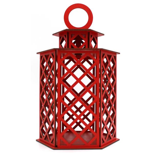 Trio de Lamparina Vermelha MDF para Casamento – Decoração Charmosa e Elegante para Festas