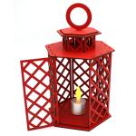 Trio de Lamparina Vermelha MDF para Casamento – Decoração Charmosa e Elegante para Festas