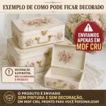 Trio de Maletas Organizadoras MDF com Alça, Fecho e Dobradiça em Metal para Decoração e Presentes