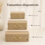 Trio de Maletas Organizadoras MDF com Alça, Fecho e Dobradiça em Metal para Decoração e Presentes
