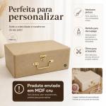 Trio de Maletas Organizadoras MDF com Alça, Fecho e Dobradiça em Metal para Decoração e Presentes