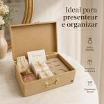 Trio de Maletas Organizadoras MDF com Alça, Fecho e Dobradiça em Metal para Decoração e Presentes