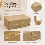 Trio de Maletas Organizadoras MDF com Alça, Fecho e Dobradiça em Metal para Decoração e Presentes