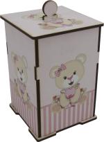 Trio de Potes Bebê Ursa Rosa Mdf Adesivado